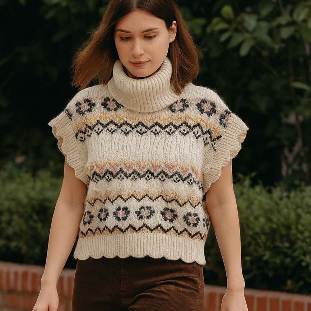 ZARA Jacquard Knit Vest Bloggers Favorite size medium